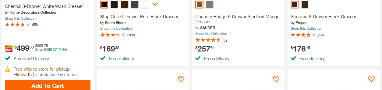 Example of e-commerce Home-Depot add to cart button