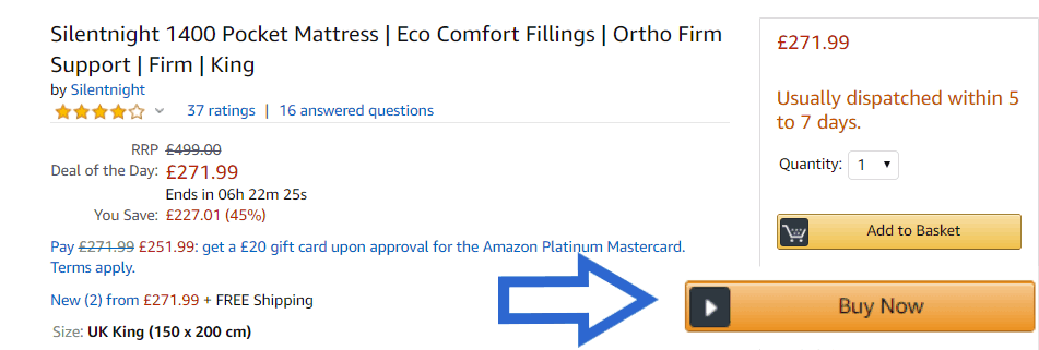 Example of Amazon 1-click purchase button