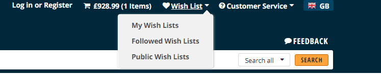 e-com wishlist function on "NewEgg" online store