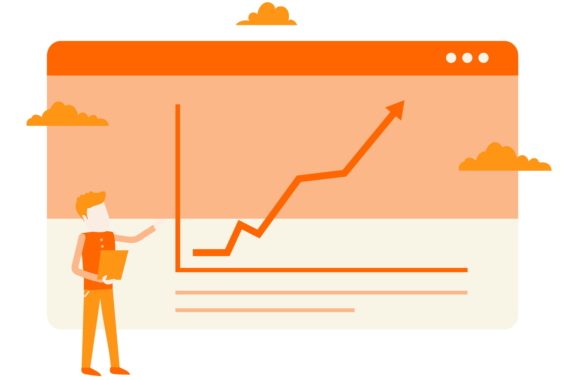 Man Standing Next To Increasing Graph On Website To Represent Conversion Rate Optimisation